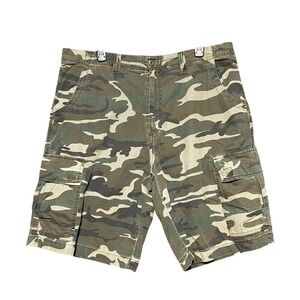 Bugle Boy Vintage Mens Woodland Camo Cargo Shorts 38 Ripstop Cotton Gorpcore Y2K